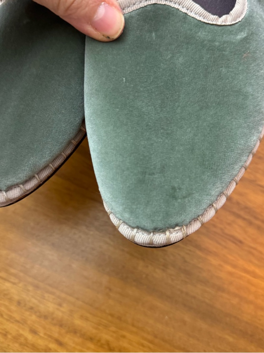 Flabelus Shikoku Women's Velvet Slip-On Flats in Sage Green Size 39 - Picture 8 of 10